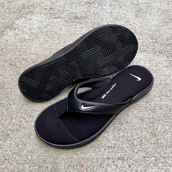 WMNS NIKE ULTRAS COMFORTS 3 THONGS THNG III BLACKS WHITES FOOTBEDS - Picture 3 of 10